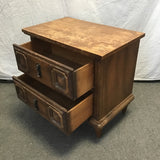 Vintage Oak Veneer 2-Drawer Night Stand