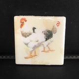 Susan Sitaraman Single Chicken Decoupage On White Tile Magnet