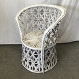 Vintage White-Painted Wicker Patio Chair