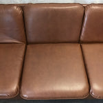 Vintage 1970's Danish Modern Brown Bonded Leather Sofa
