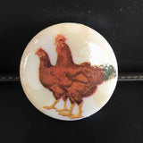 Susan Sitaraman Single Chicken Decoupage On Round White Tile Magnet