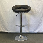 Modern Brown Vinyl & Silver Metal Adjustable-Height Stool