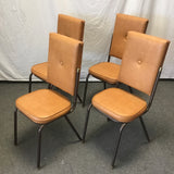 Set of 4 Vintage MCM Atlas Mfg. Brown Vinyl & Metal Dining Chairs