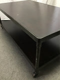 Modern Industrial Metal & Wood Rolling 2-Tier Rectangular Coffee Table