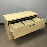 Vintage Pale Yellow Metal 2-Drawer Lateral Filing Cabinet