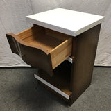 Vintage MC Dark-Stained & White-Painted Wood 2-Tier Night Stand