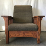 2pc Modern Mission The Craftsman Collection Solid Oak & Green Armchair & Ottoman