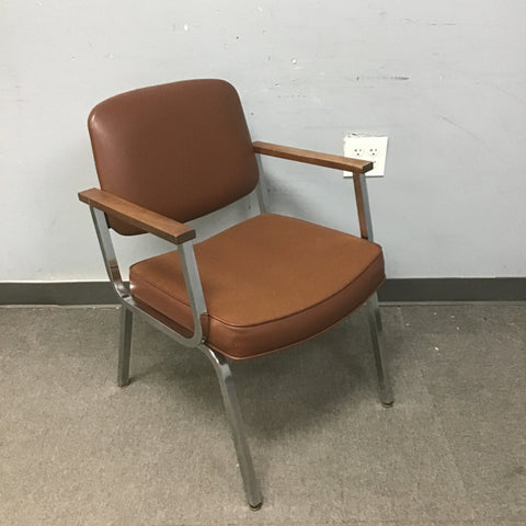 Vintage HON Brown & Chrome Waiting Room Chair