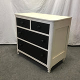 Vintage Off-White & Black Painted Two-Tone 4-Drawer Chest of Drawers