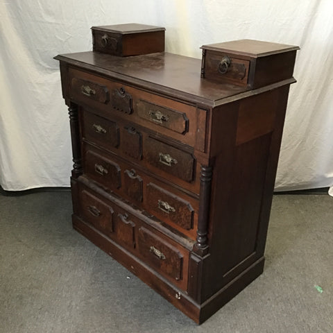 Vintage Mahogany Veneer 6-Drawer Dresser
