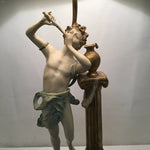 Vintage Gold & Off-White Flute Playing Figure Table Lamp