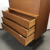 Vintage MCM Cherry Veneer 3-Drawer Chest of Drawers & Secretary Desk