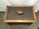 Vintage Carved Solid Oak Rolling Chest