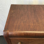 Vintage Art Deco Walnut Veneer Waterfall-Front 4-Drawer Chest of Drawers