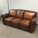 Retired Modern Mission Havertys' "Vintage Autumn" Leather Queen Sleeper Sofa