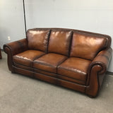 Retired Modern Mission Havertys' "Vintage Autumn" Leather Queen Sleeper Sofa