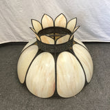 Vintage Off-White 8-Petal Stained Glass Shade