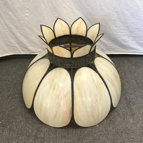 Vintage Off-White 8-Petal Stained Glass Shade