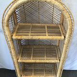 Vintage MCM Wicker & Rattan 4-Tier Round-Top Shelf