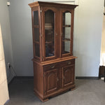 2pc Vintage Federal Solid Cherry Buffet & Glass-Front Hutch