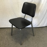 Vintage MCM Black Vinyl & Chrome Metal Accent Chair