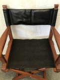 Modern Black Canvas & Leather Folding Director's Chair
