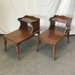 Pair of Vintage Federal Solid Cherry 2-Tier End Tables