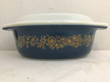 Vintage Pyrex "Blue Doily" 1.5QT Casserole Dish