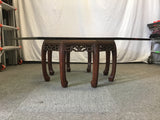 Vintage Plate Glass & Solid Teak Octogonal Coffee Table