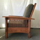 2pc Modern Mission The Craftsman Collection Solid Oak & Green Armchair & Ottoman
