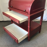 Modern Red Painted 3-Tier 2-Drawer Roll-Top Desk