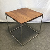 Modern MCM Crate & Barrel Solid Walnut & Metal Frame Side Table