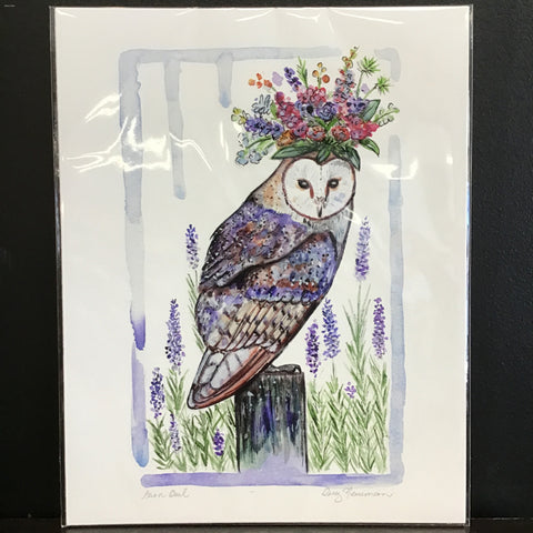 Cruz Illustrations "Barn Owl 2" 11x14 Signed Art Print