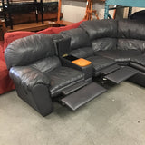 3pc Modern Blue Leather Sectional Sleeper & Recliner Sofa