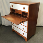 Vintage Continental Furn. Solid Maple 4-Drawer Chest of Drawers & Secretary Desk