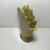 Vintage Gonder Pottery Green Ceramic Swan Fan Vase
