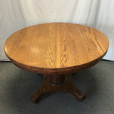 Vintage Solid Oak Expanding Pedestal Dining Table