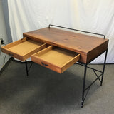 Modern Solid Pine & Black Metal Desk