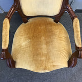 Antique Eastlake Yellow/Brown Velvet Accent Chair