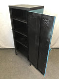 Black & Blue Painted Vintage 4-Tier Metal Cabinet