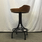 Single Industrial Rexon Solid Pine & Black Metal Adjustable-Height Stool