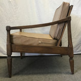 Vintage MC Solid Maple & Tan Vinyl Armchair