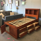 Solid Pine Twin Platform Bed w/ Built In Storage