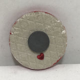 Susan Sitaraman Single Hand Painted Heart On Round Red Tile Magnet
