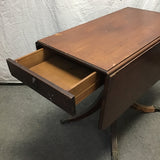 Vintage Mahogany Veneer Drop-Leaf  Pedestal Dining Table