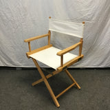 Solid Tropical Wood & White Canvas Folding Director's Chair