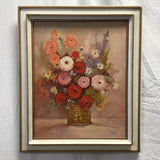 Framed Signed Original 1971 Flowers In Vase Oil Painting