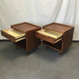 Pair of Contemporary MCM Crate & Barrel "Tate" Walnut Night Stands