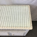 Vintage White Wicker Rolling 2-Tier Entertainment Stand