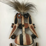 Vintage Brown & White Painted Carved Wooden Mask